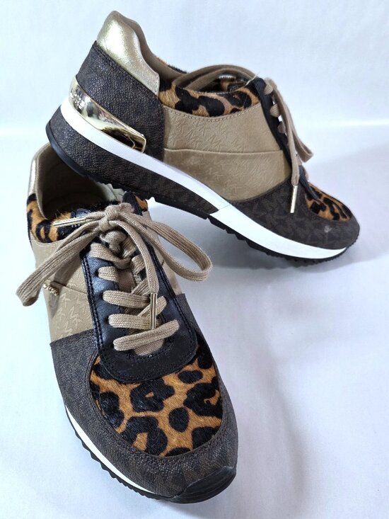 MICHAEL Michael Kors Shoes - NWOT Michael Kors Brown & Gold Calf Hair Cheetah Print Trainers Size 7.5